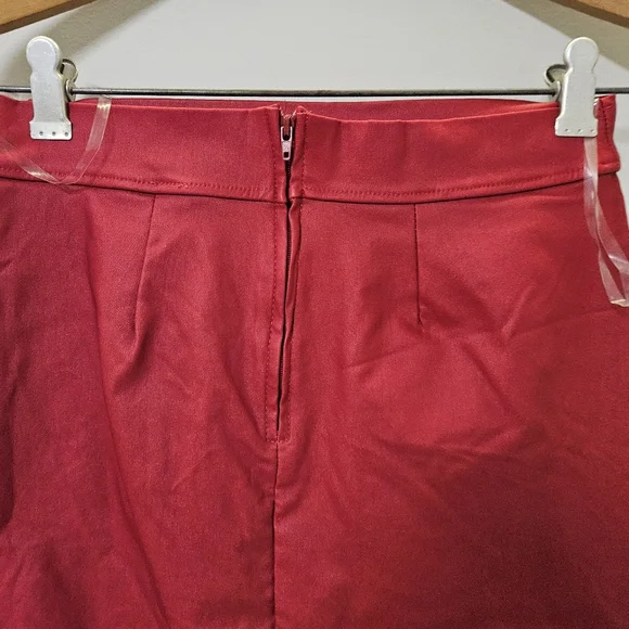 Elegant Red Wrap Skirt Women Size L - Picture 14 of 15